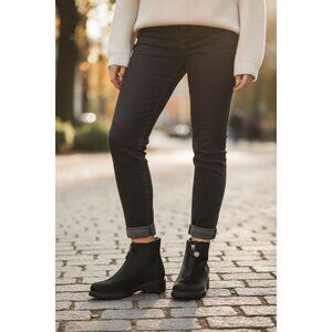 Diavolezza Women's Boots Shearling Black Ankle Boots Fur Zip Front Winter Shoes